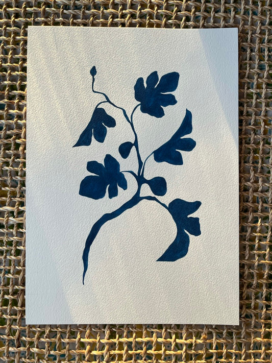 2 of 2 Nature-Inspired Fig Plant Gouache Artwork - Original Hand-Painted Piece